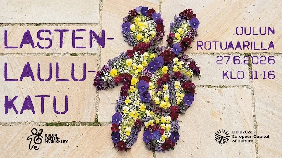 Oulun Lastenmusiikkiyhdistyksen logo kukkasin