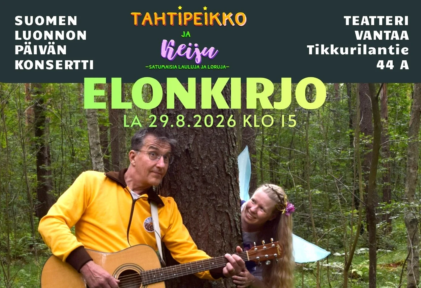 Tahtipeikko ja Keiju kurkkivat puun luona