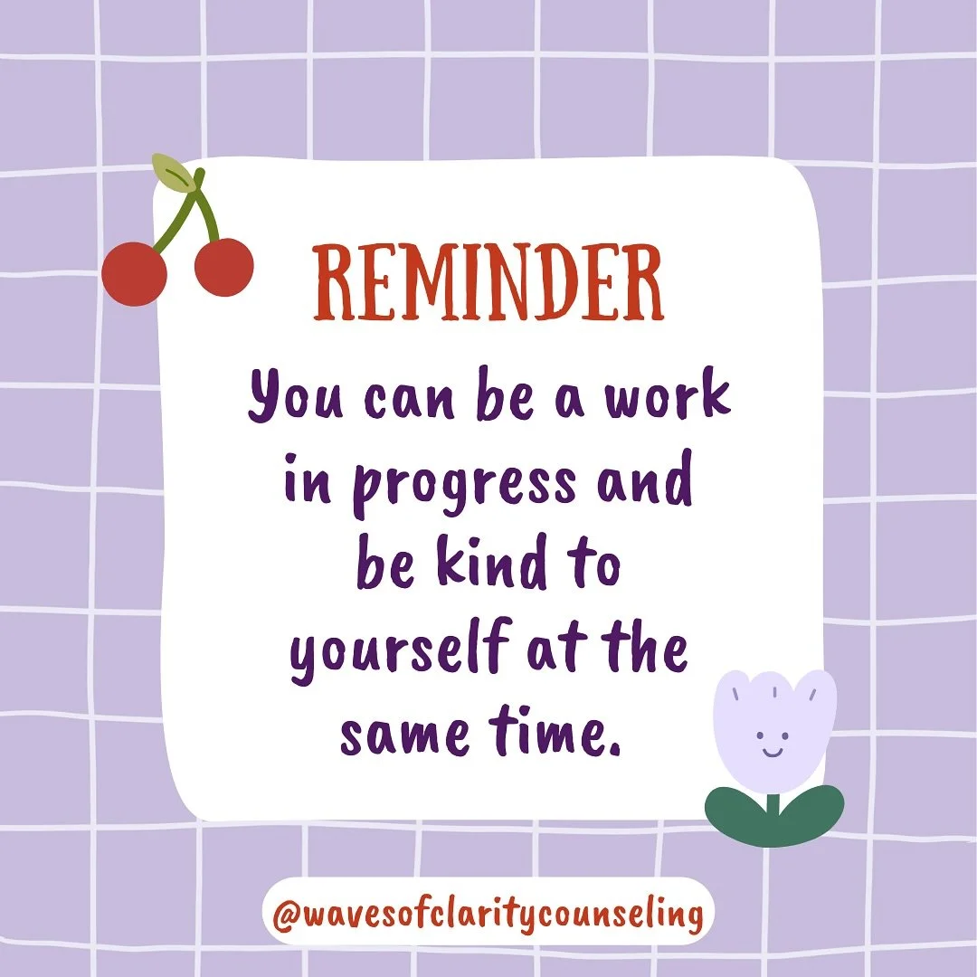 Growth looks different every day. Be kind to yourself. 🍒 

#inclusivecounseling #affirmingtherapy #virtualtherapy #telehealththerapy #onlinecounseling #floridatherapist #orlandotherapist #southcarolinatherapist #therapyforparents #therapyforwomen #t