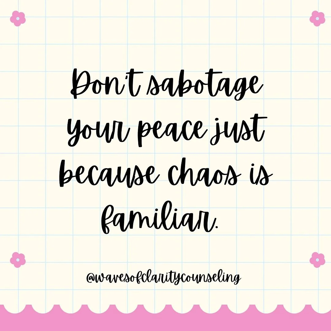 Don&rsquo;t trade your peace for familiar chaos. 🌿

#FloridaTherapist #TherapyInFlorida #MentalHealthFlorida #FloridaCounselor #TherapySupport #TherapyThoughts #HealingJourney #FindYourCalm #PeaceOverChaos #EmotionalWellness #MentalHealthMatters