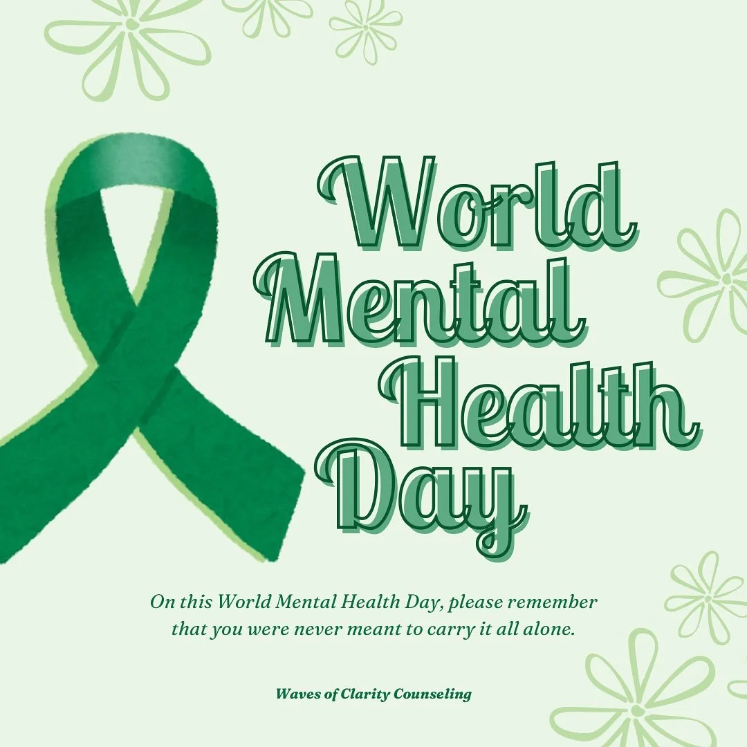 At Waves of Clarity Counseling, we believe that reaching out for help is one of the bravest things you can do. On this World Mental Health Day, let&rsquo;s honor the strength it takes to care for your mind and self. 💚 
.
.
.
.
.
#socialworker #lcsw 
