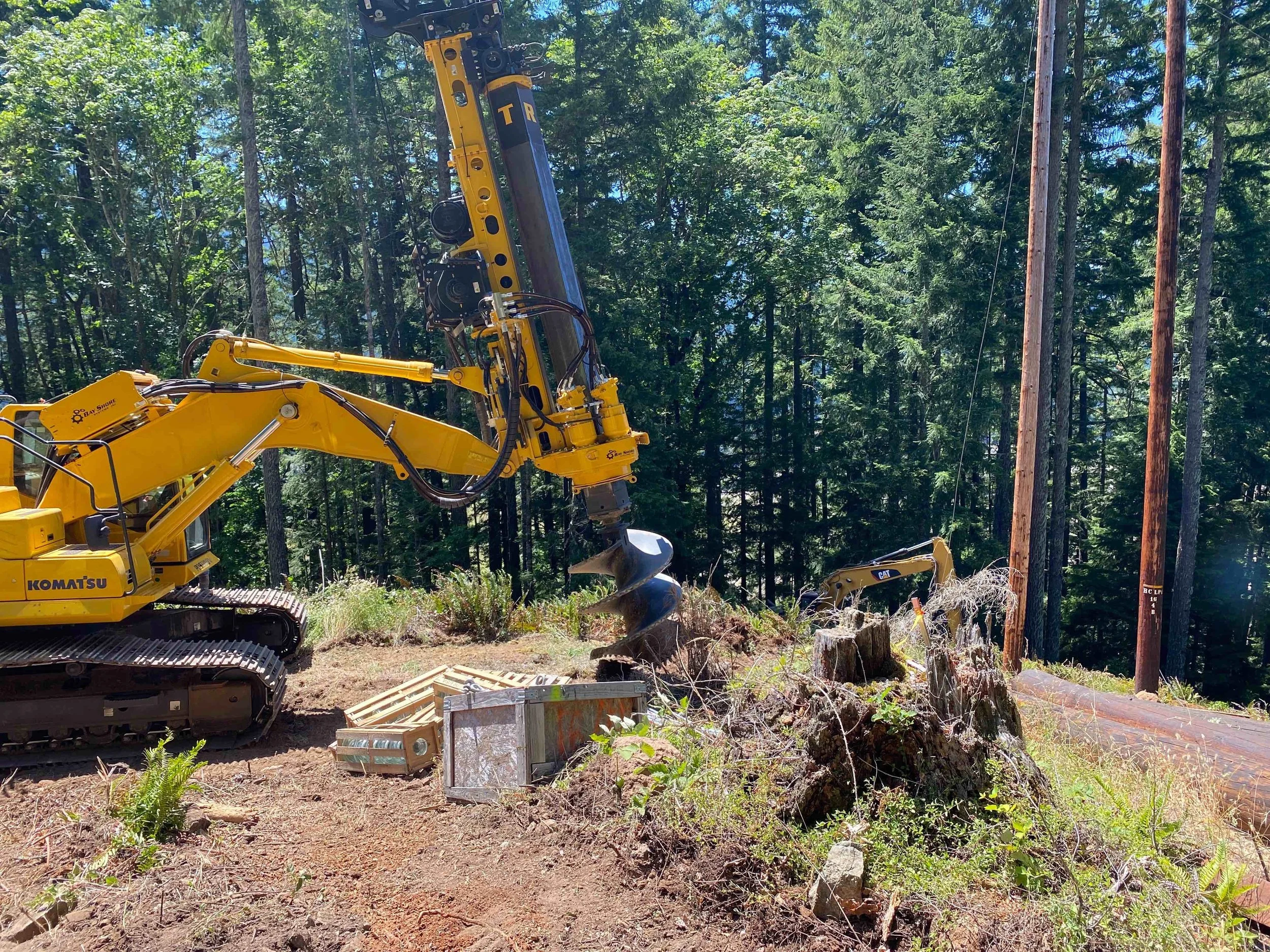 Drilling for transmission line pole installation