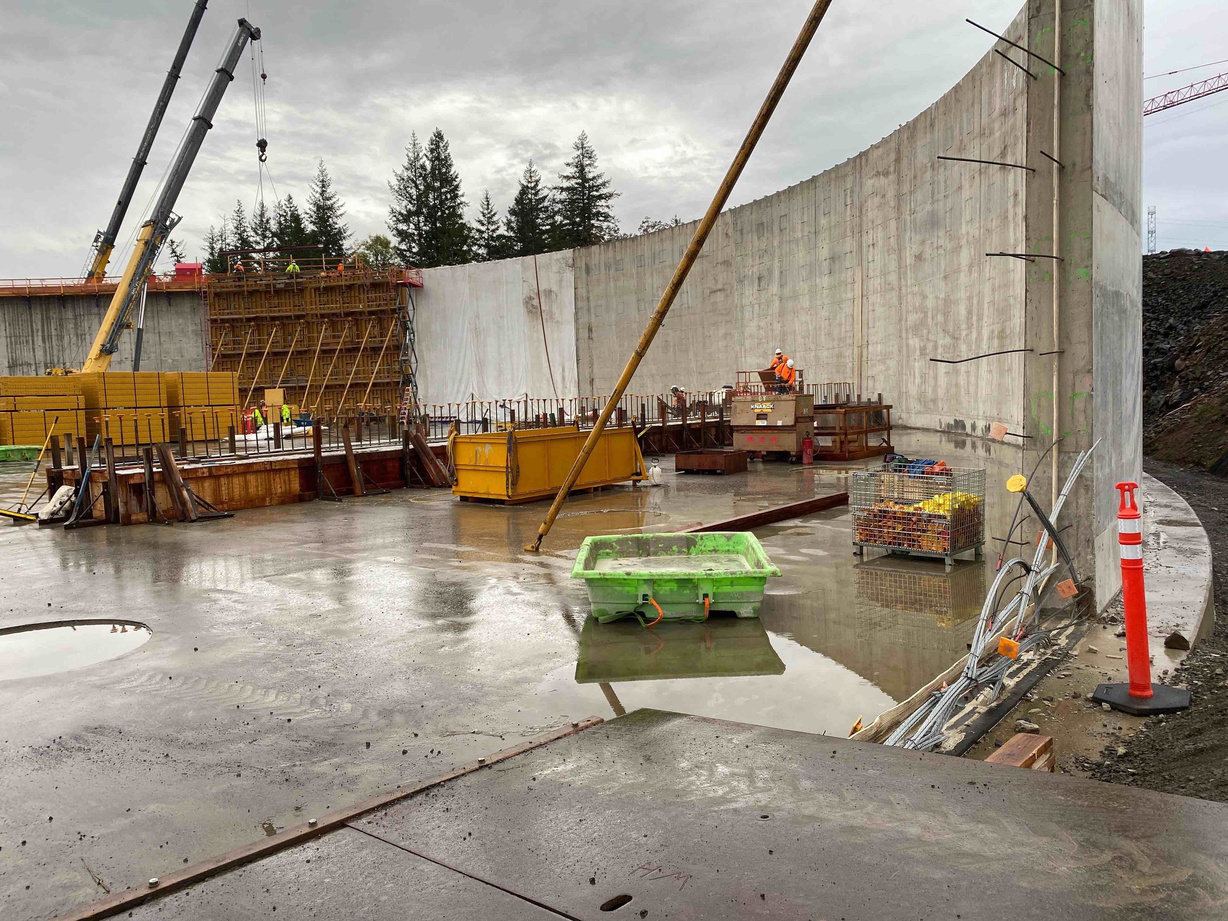Concrete wall for clear well in wastewater treatment plant