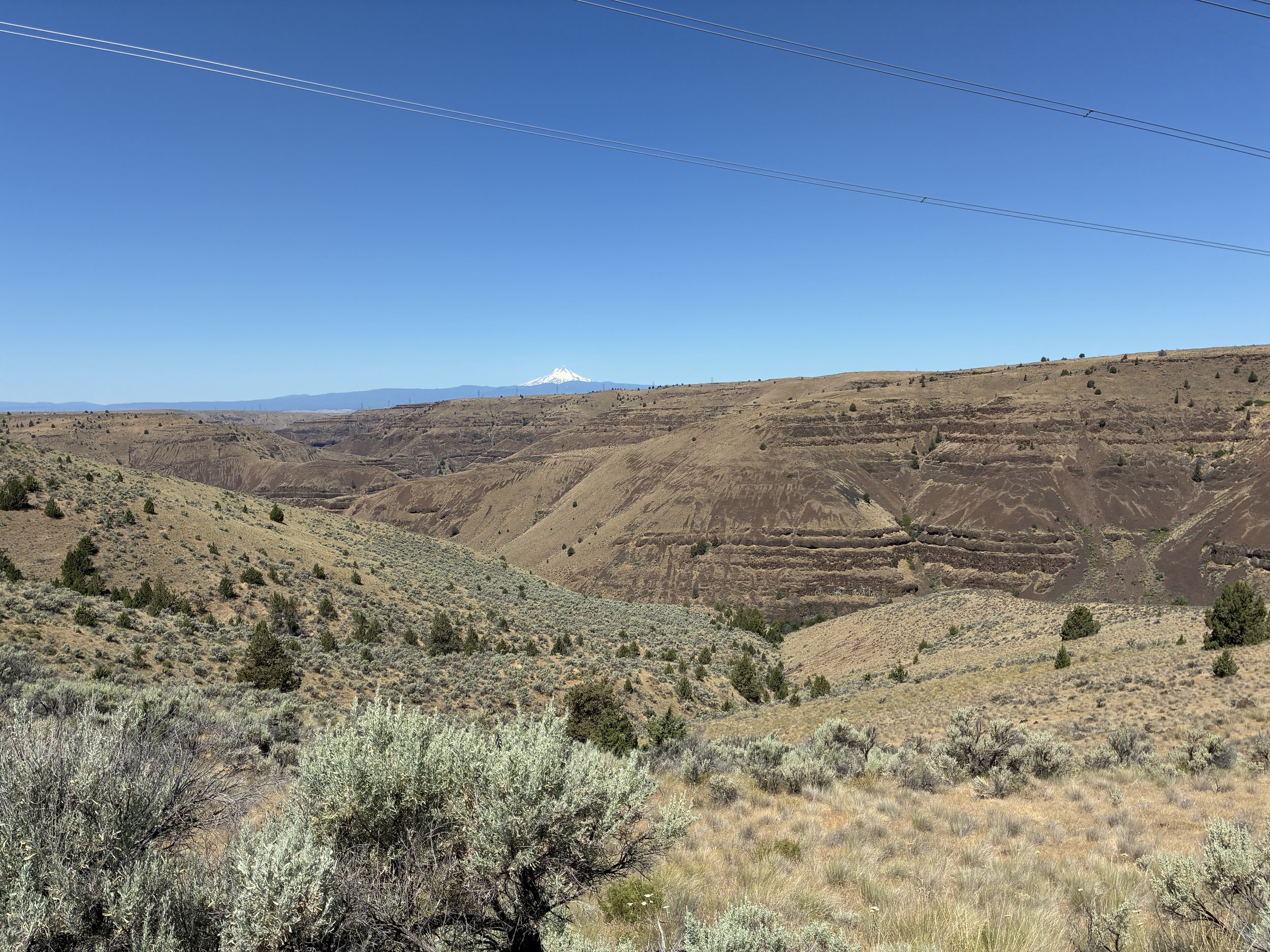 Canyon in eastern Oregon with view of Mt Hood