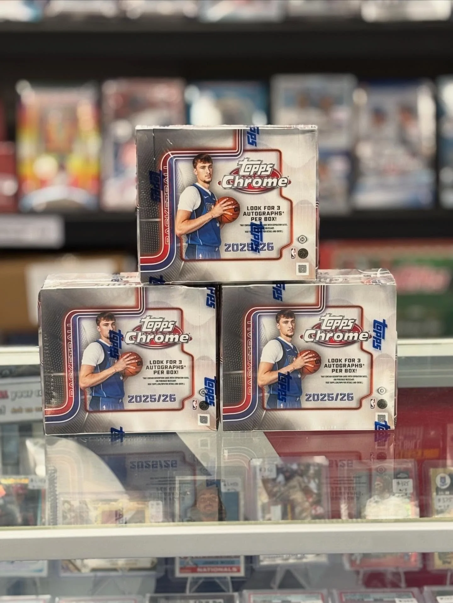 🔥2025-26 Topps Chrome Basketball is here!🔥

After almost 2 decades Topps Chrome makes its return to basketball with an exciting chase in Gold Logoman autograph relics! Look for Lebron James and Cooper Flagg autos among many others! 

Swing by the s