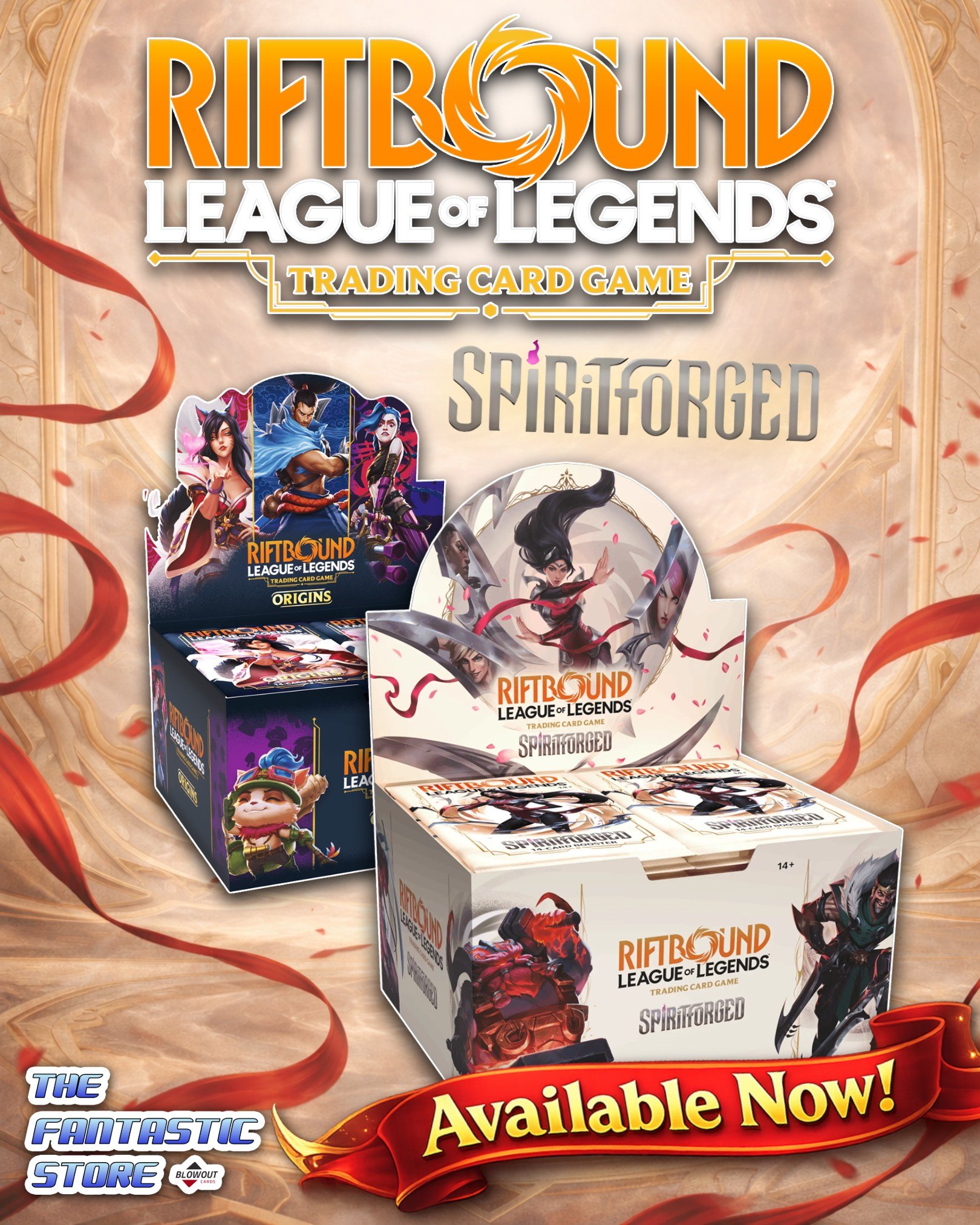 Riftbound League of Legends: Spiritforged is AVAILABLE NOW at The Fantastic Store! Grab your booster boxes now, while supplies last. 

We also have Riftbound Origins Booster Boxes available, while supplies last! Collect your favorite characters like 