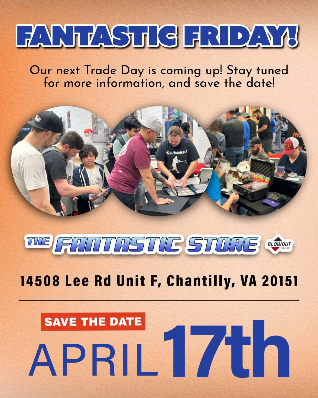 Quick Announcement! Our next Fantastic Friday Trade Day is taking place next month on April 17th at The Fantastic Store. Look forward to a day of trading, ripping, and connecting with the community. Stay tuned for more info &amp; SAVE THE DATE!

#tra
