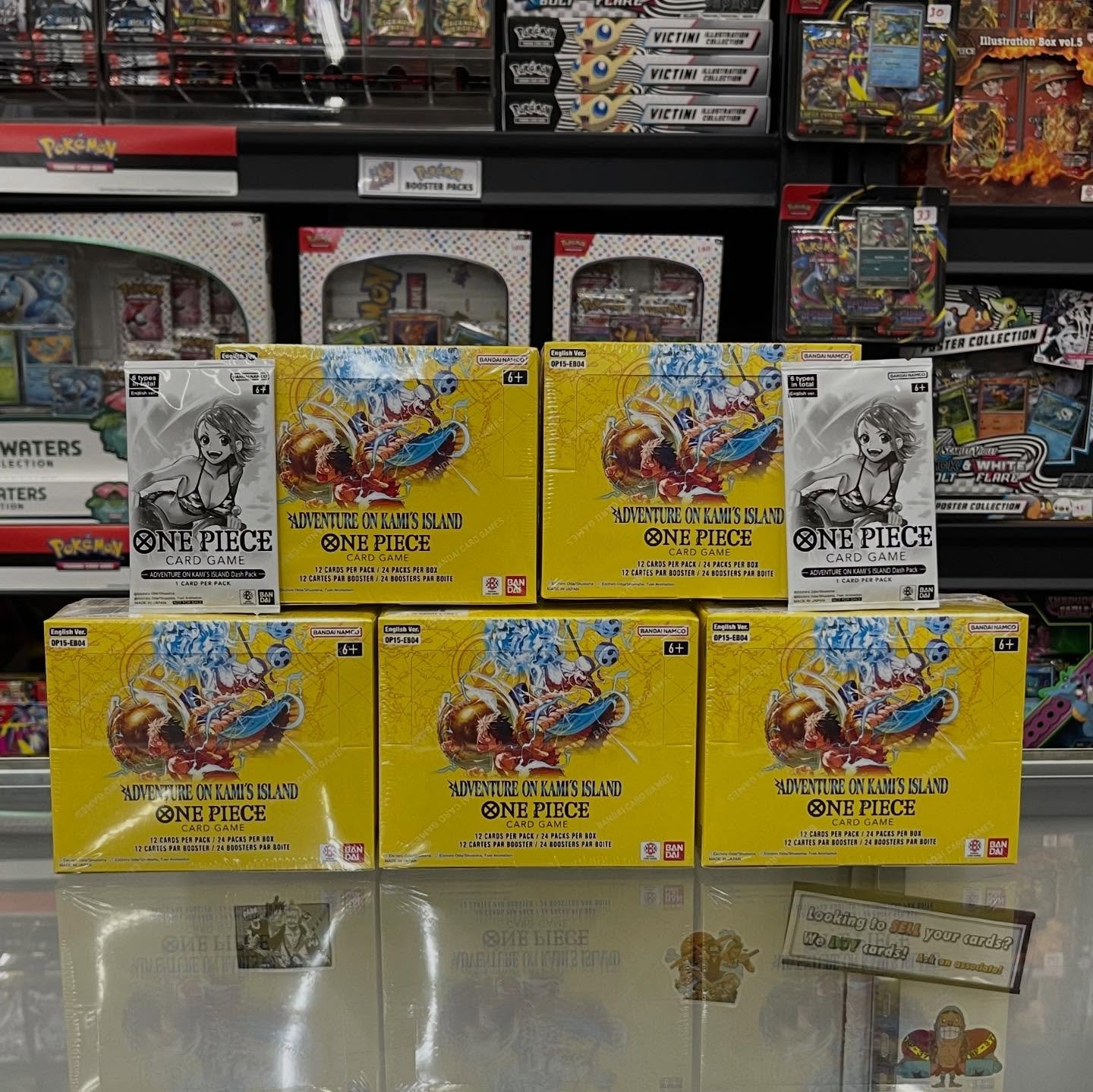 NEW RELEASES: We are officially able to start prereleases for One Piece OP15: Adventure on Kami&rsquo;s Island, rip some packs and come play in our prerelease tournaments!

We also got in Dragon Ball Z Masters: Glorious Fighters! 

It is also the OFF