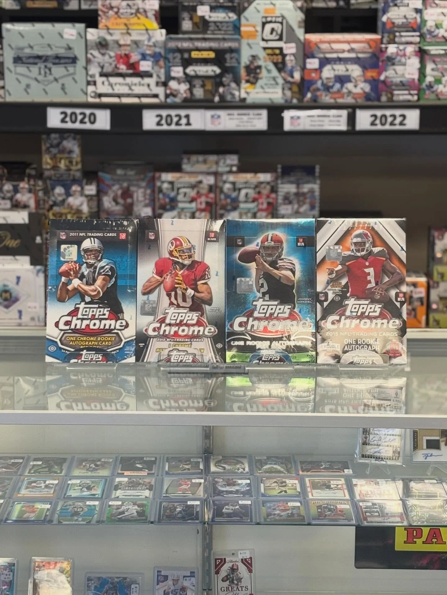 Who&rsquo;s excited for the return of Topps Chrome Football next week?! 

We have football hobby product from 2011-2025. If you can&rsquo;t wait til next for chrome football, we have you covered.