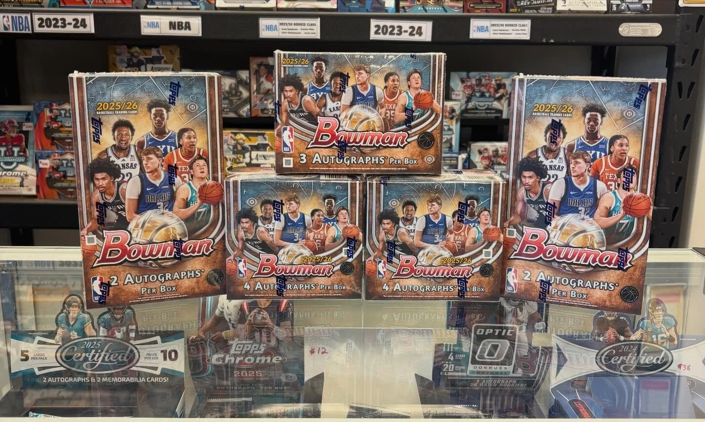 2025-26 Bowman Basketball release day! 

This product brings a mix chase of pro &amp; collegiate players. One of the most exciting releases of the year with tons to chase! 

Chases include GPK, Anime, Spotlights, and Crystalized to name a few!
