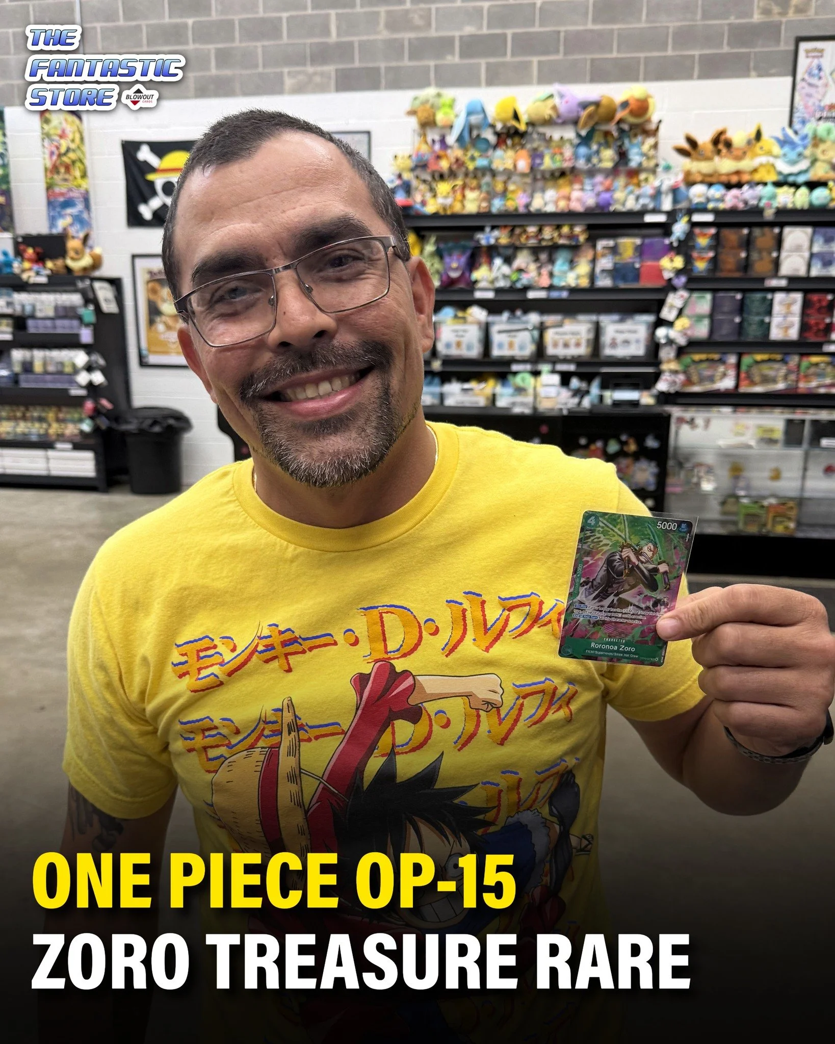 CJ was ripping in-store with us and pulled this Zoro Treasure Rare out of OP-15! Thank you for sharing the experience with our team, and congratulations on your pull!

#roronoazoro #zoro #treasurerare #onepiecezoro #onepiece #onepiecetcg #onepiececar