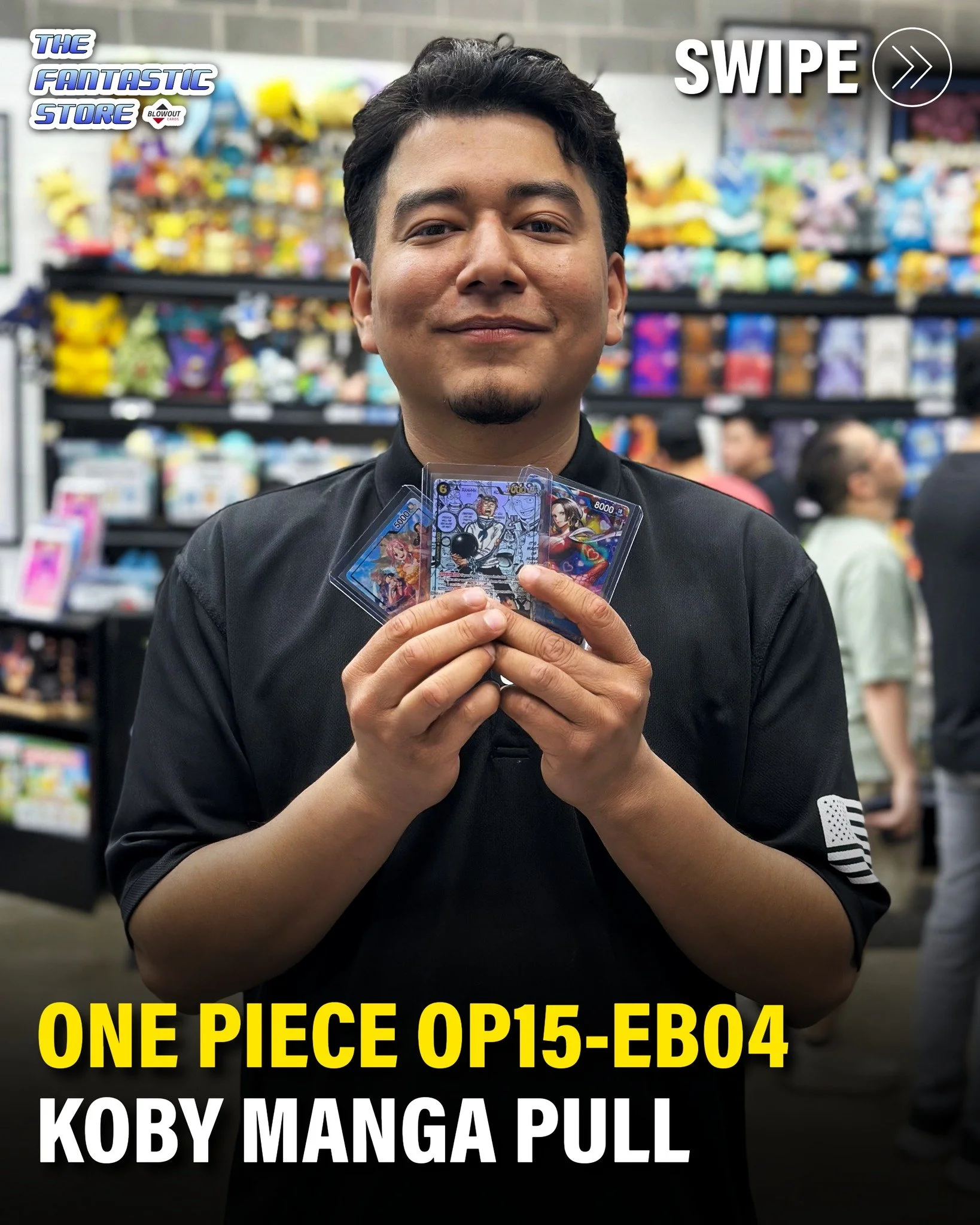 Chris was ripping a few packs from a few different One Piece sets in the car after stopping by the store, and pulled this Koby Manga out of a hanger of OP15-EB04! 

Congratulations on the hits, and thank you for coming back to show off the pulls. Car