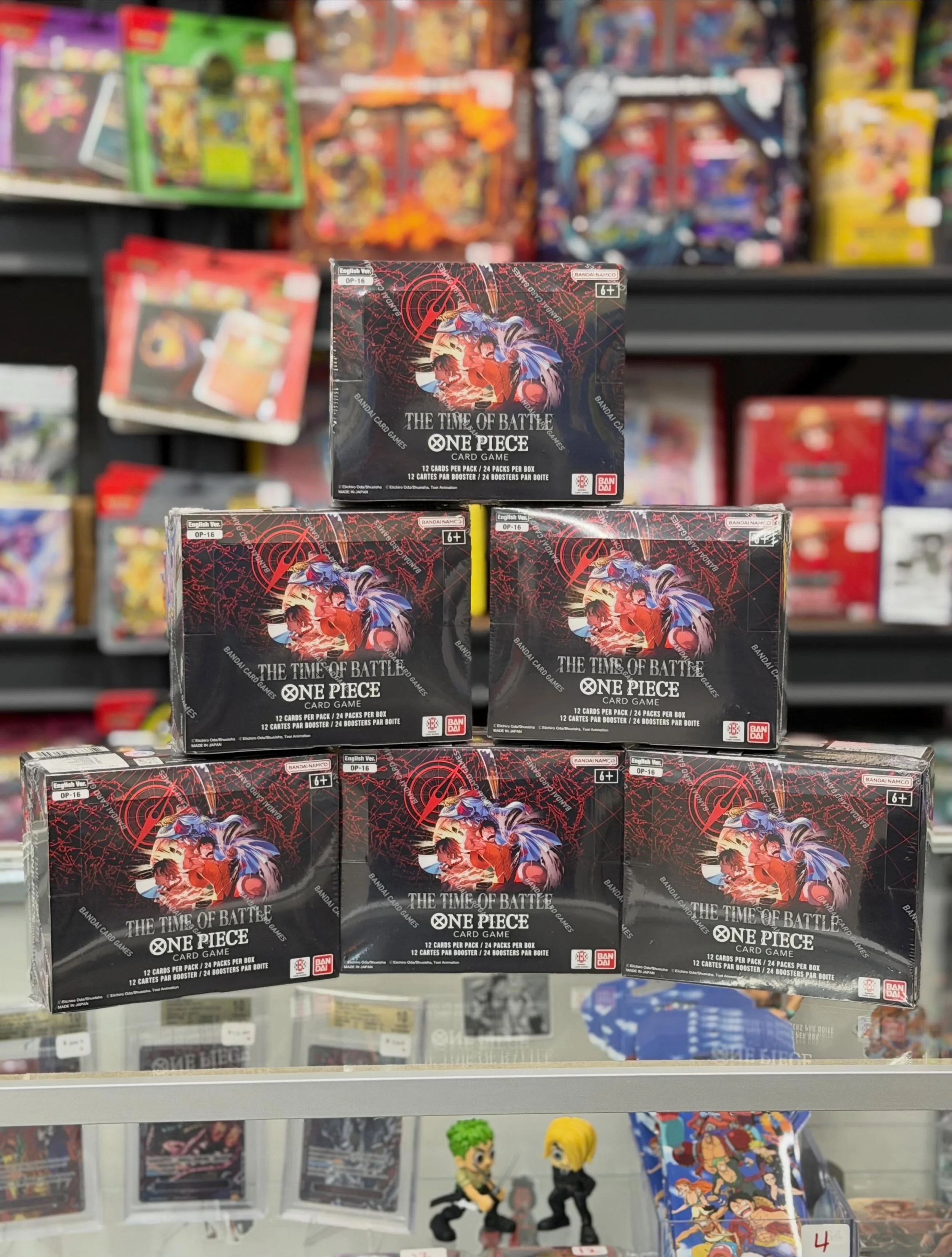 OP16 The Time Of Battle available for pre-release starting tomorrow! Rip some packs and get ready for our pre-release tournament! 

Who is going to get the admiral manga tomorrow?