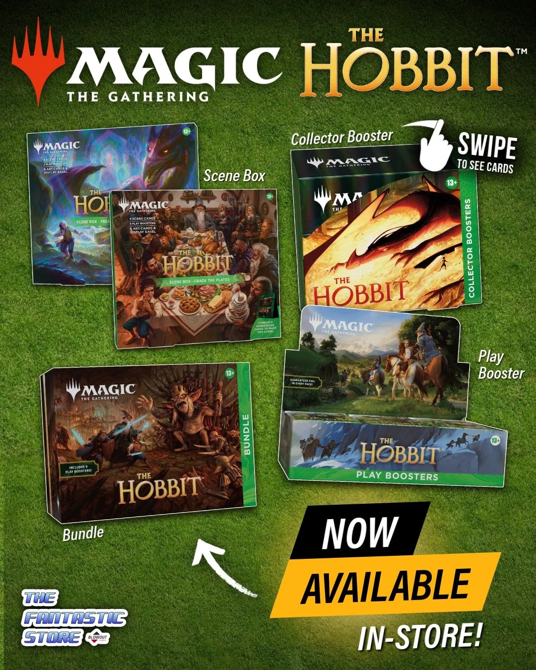 Your journey to Middle-earth starts now! Magic: The Gathering - The Hobbit is AVAILABLE NOW at The Fantastic Store, while supplies last. 

Swipe through for a look at some of the cards featured in the set. Chase the coveted Gleaming Gold Smaug the Ma