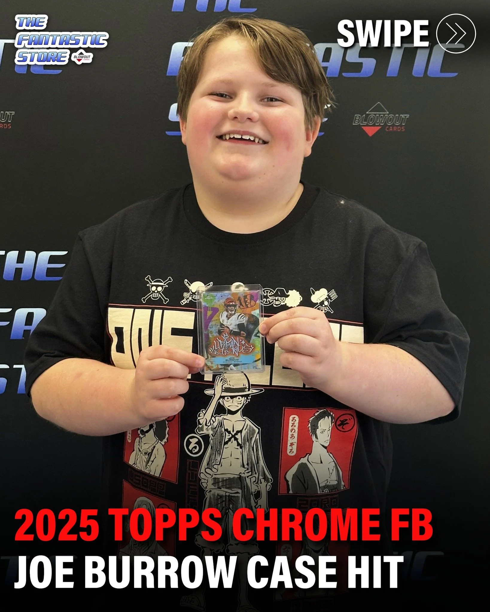 Asher, a local legend, traded in a Matthew Stafford MVP Buyback, ripped a 2025 Topps Chrome Football Blaster Box with the store credit and pulled this Joe Burrow Urban Legends Case Hit in-store! 

Thank you to you and your dad for always ripping with