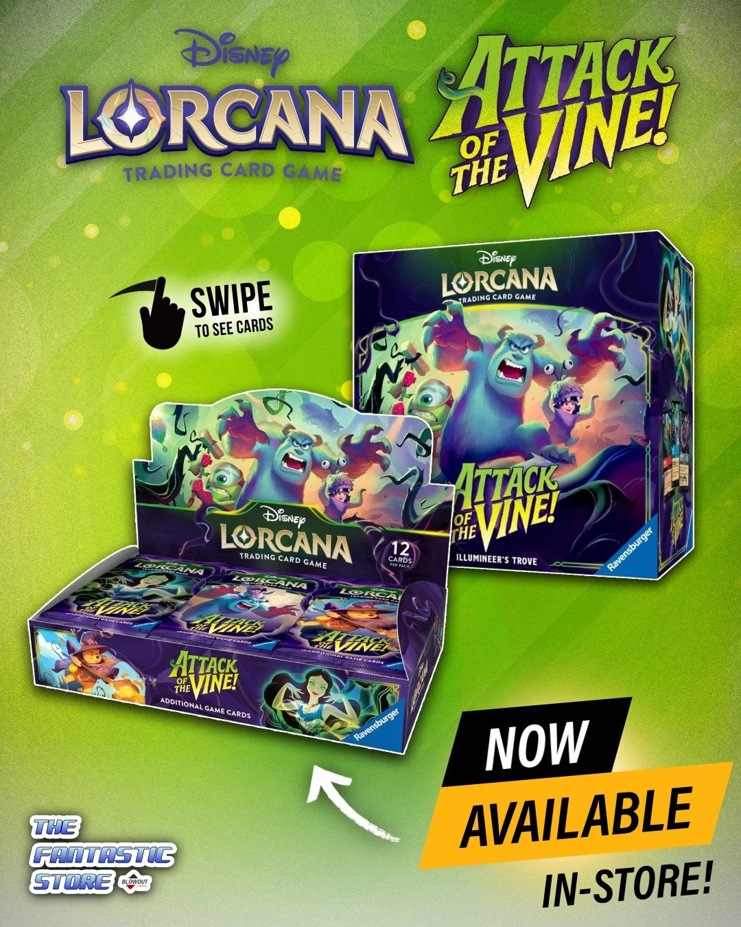 ✨ Disney Lorcana: Attack of the Vine is AVAILABLE NOW at The Fantastic Store, while supplies last! Swipe through to preview some of the featured Enchanted cards!

This set&rsquo;s Enchanted cards feature a striking art style inspired by pulp movie po