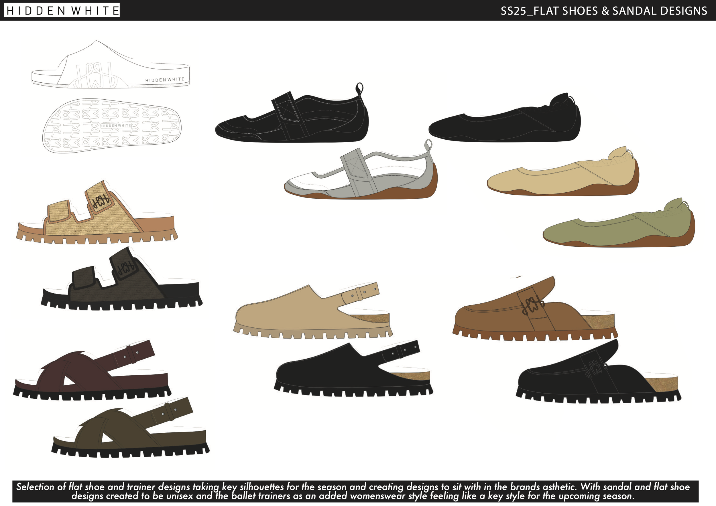 SS25_Hidden White_Flat shoe & Sandal designs