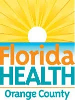 Florida Health logo with a sun and sunrise scene, orange and blue text, and 'Orange County' label