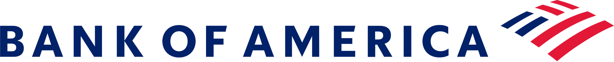 Bank of America logo with blue text and red and blue stripes icon.