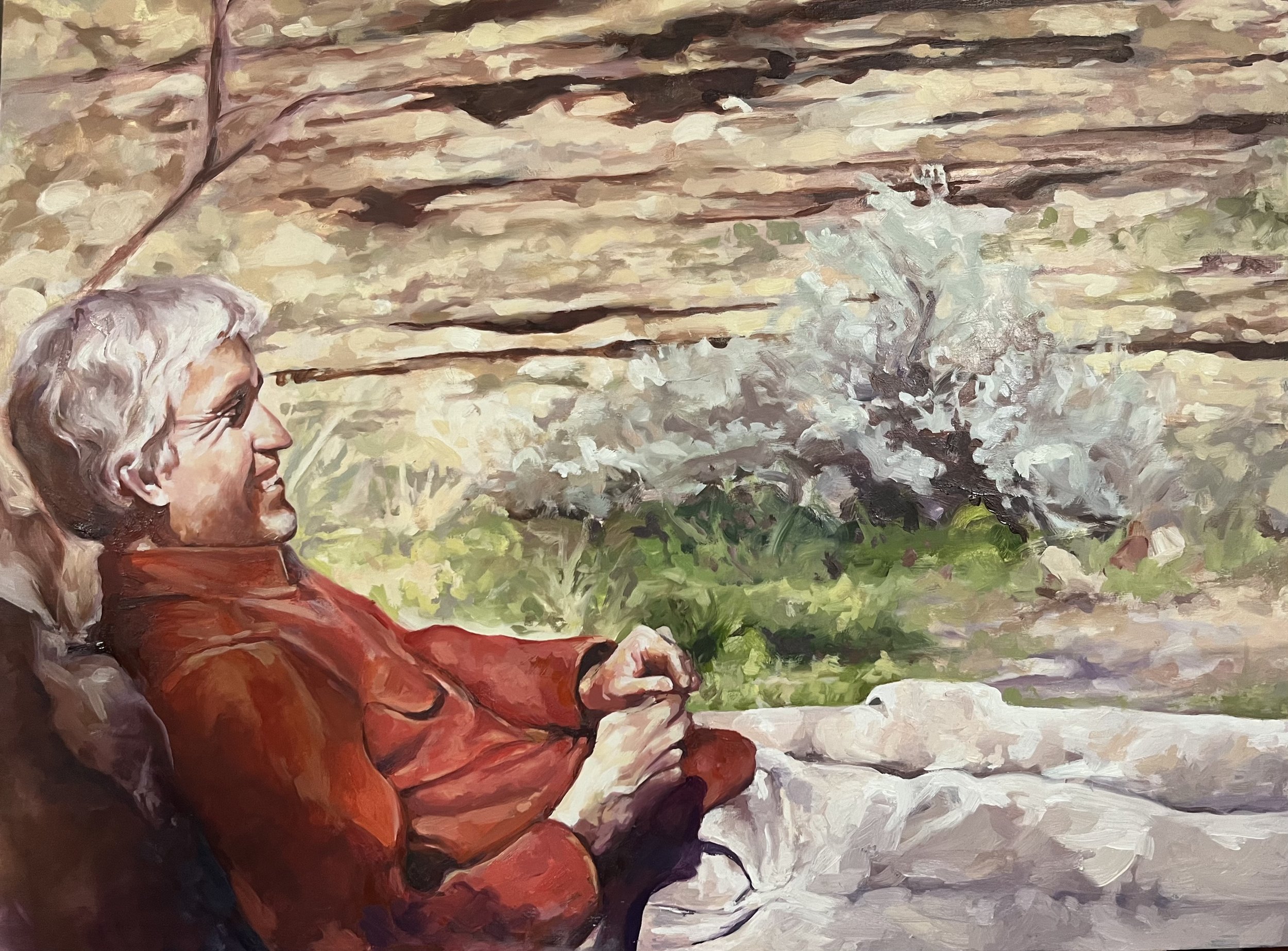 “Joy is the Serious Business of Heaven”, oil on wooden panel, 18"x23", 2024