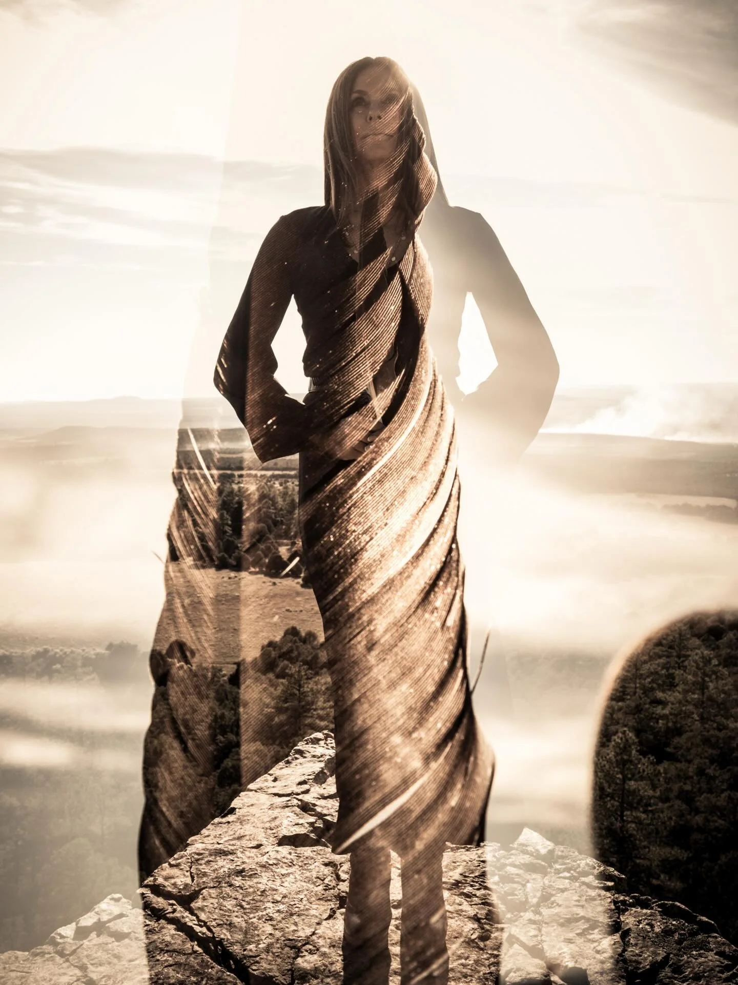 Always refining the artist statement>>>> 
Using an in-camera technique that merges human presence with organic forms, I create visual environments where inner landscapes and earthly rhythms converge. These layered compositions invite view