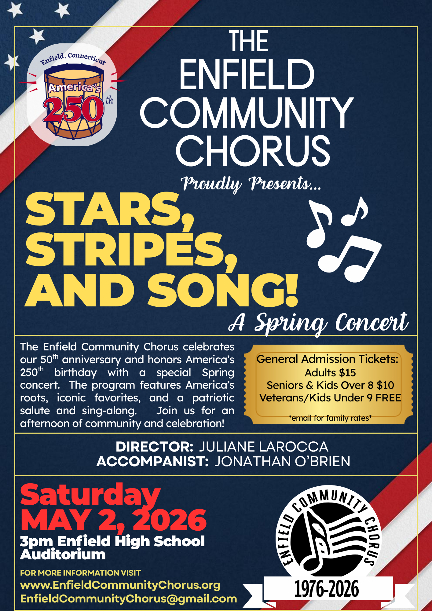 "Stars, Stripes, and Song!" Enfield Community Chorus Spring Concert