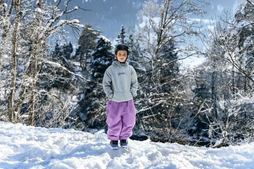 Boys Baggy Snow Pants Purple.webp