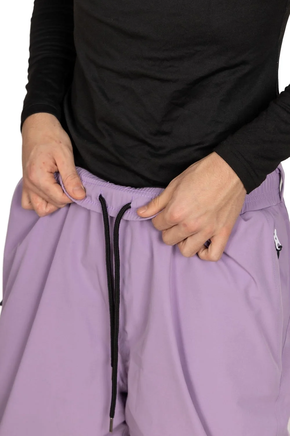Close-up of internal waist drawstring inside Thistle Snowripper Drift Pants.