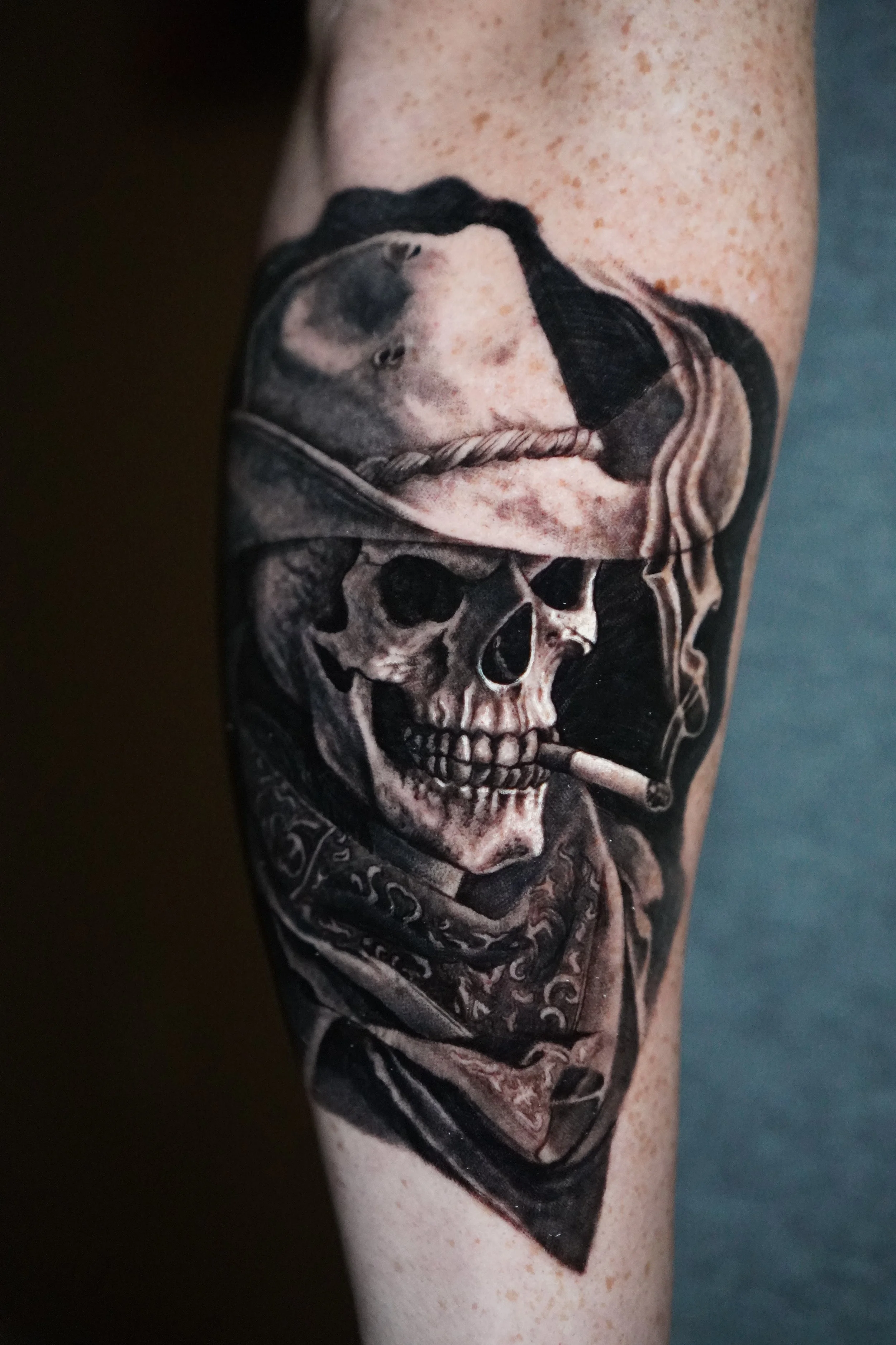 skull tattoo black and grey NYC
