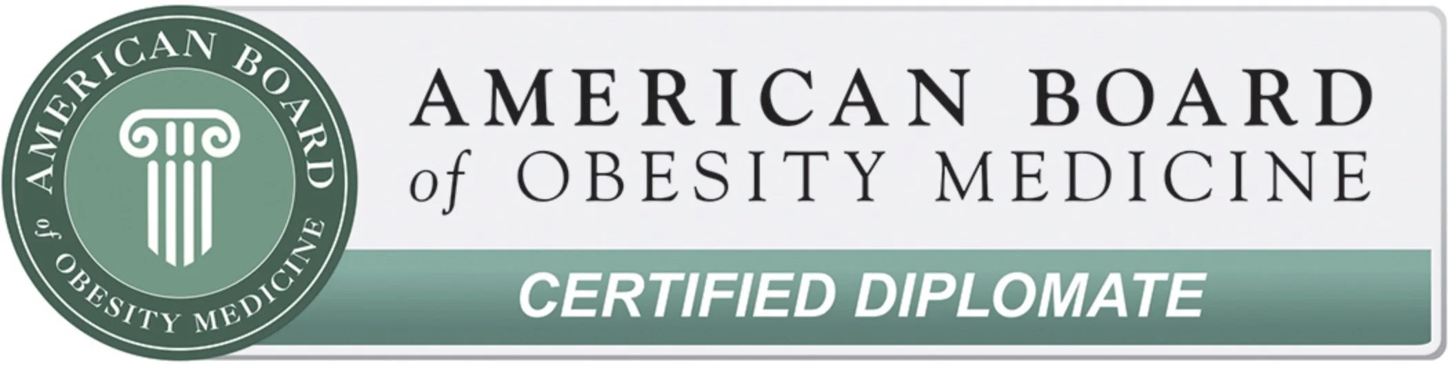 Logo of the American Board of Obesity Medicine with text 'Certified Diplomat'.