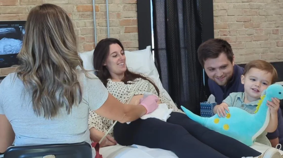 Family meeting baby via 4D ultrasound at Bundles in Plain City Ohio