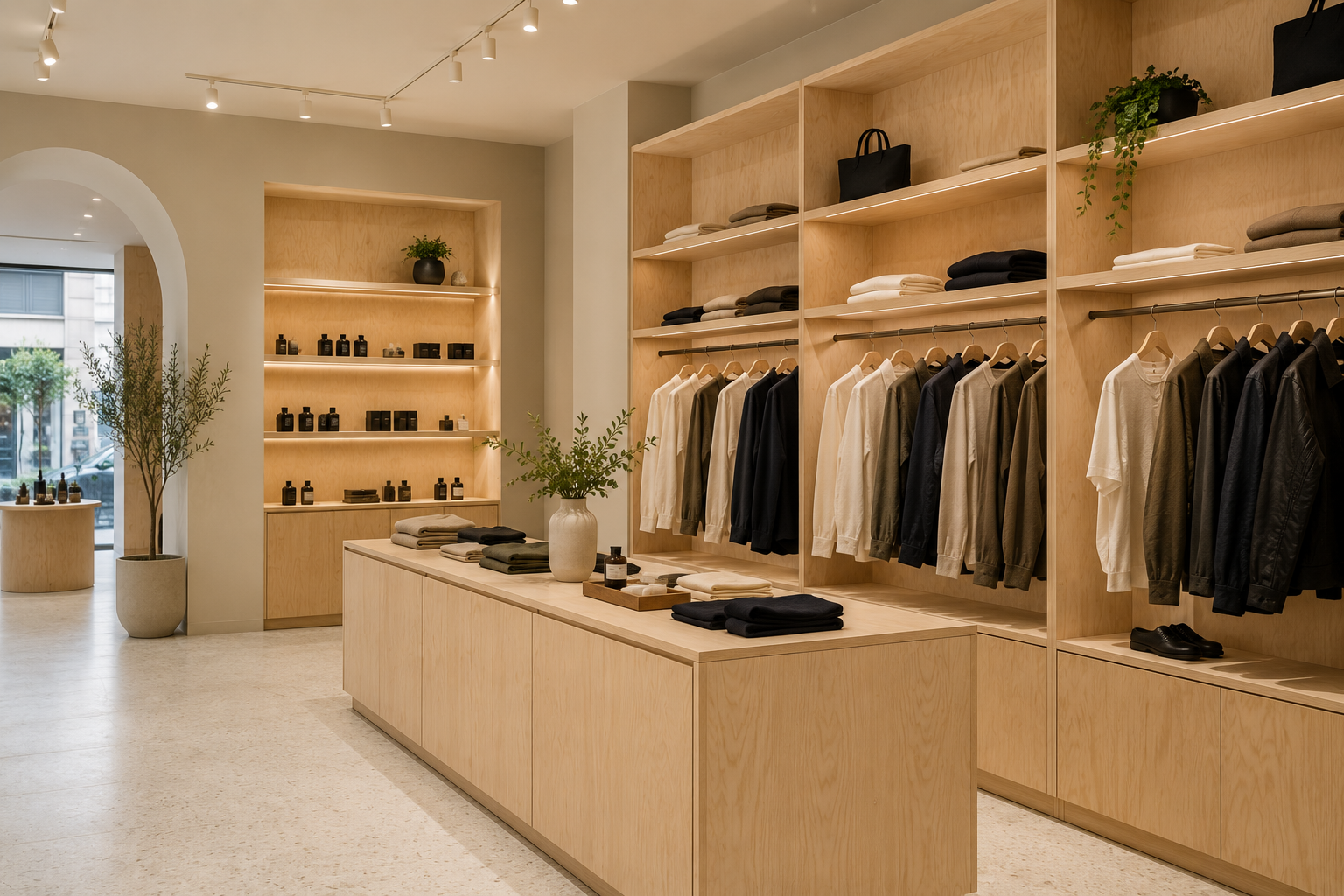 Hoop Pine plywood cabinetry and shelving in modern retail fit-out