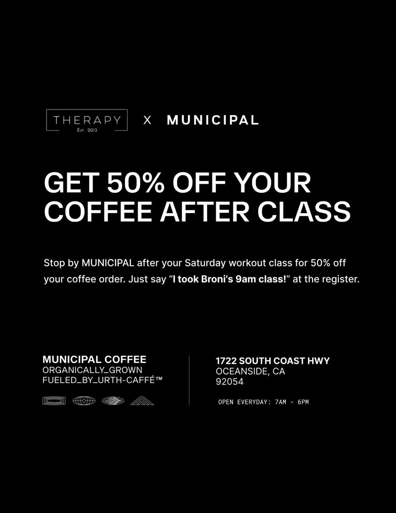 Introducing a Local Community Partnership ✨

Therapy Social Fitness ✖️ MUNICIPAL

We&rsquo;ve joined forces with the incredible team @municipal 👉 right down the street from the studio that just made your Saturdays even better 🙌

Every Saturday in M
