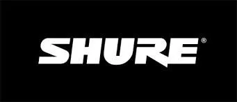 Shure logo on a black background
