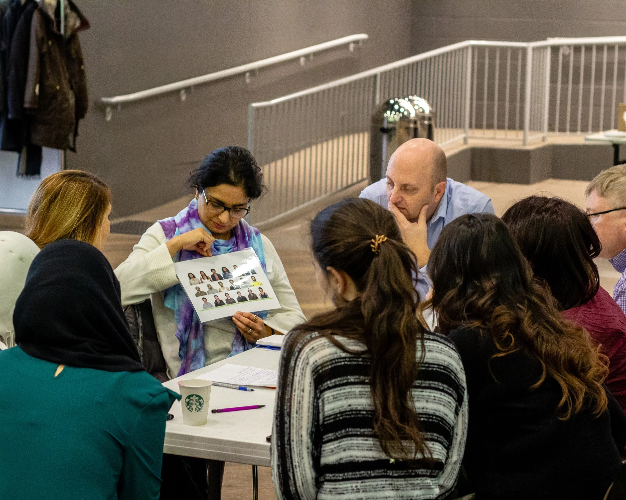 Group activity where participants have conversations on power and privilege in the workplace