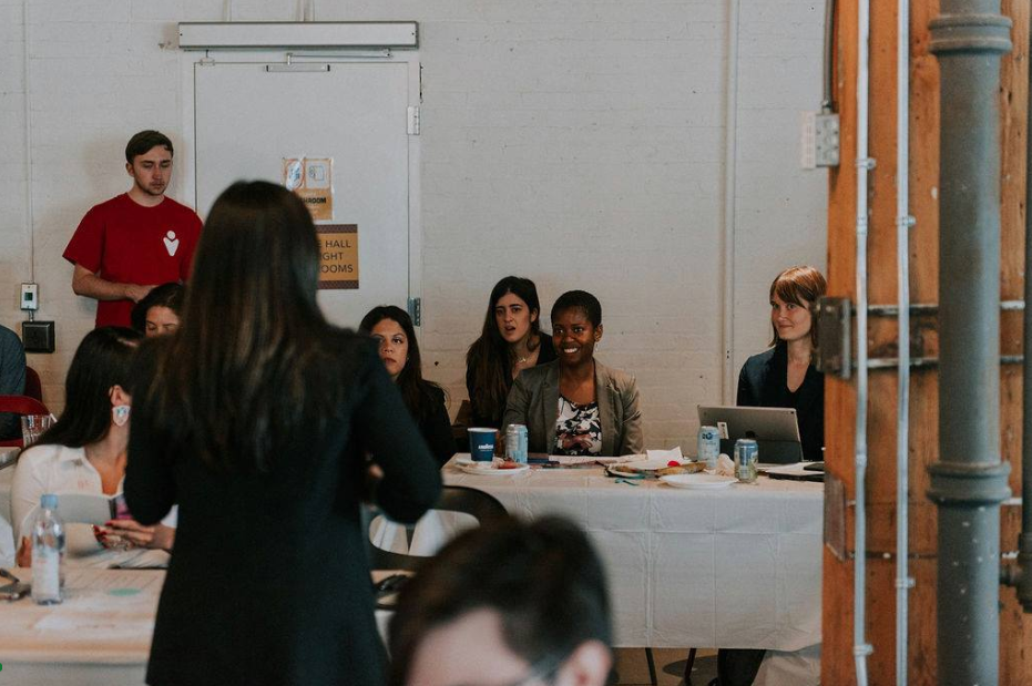 Sheliza Jamal speaking at a diversity and inclusion workshop on workplace solutions and retention strategies