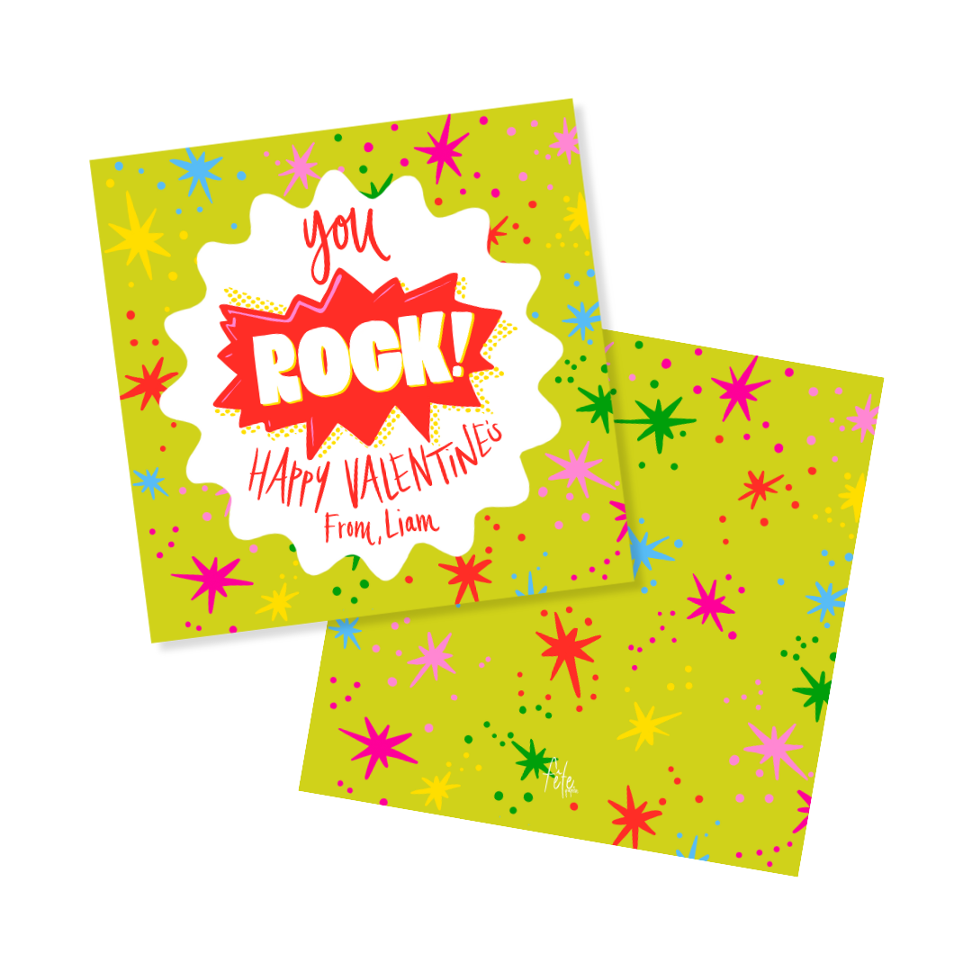 You Rock Valentine's Tags or Stickers