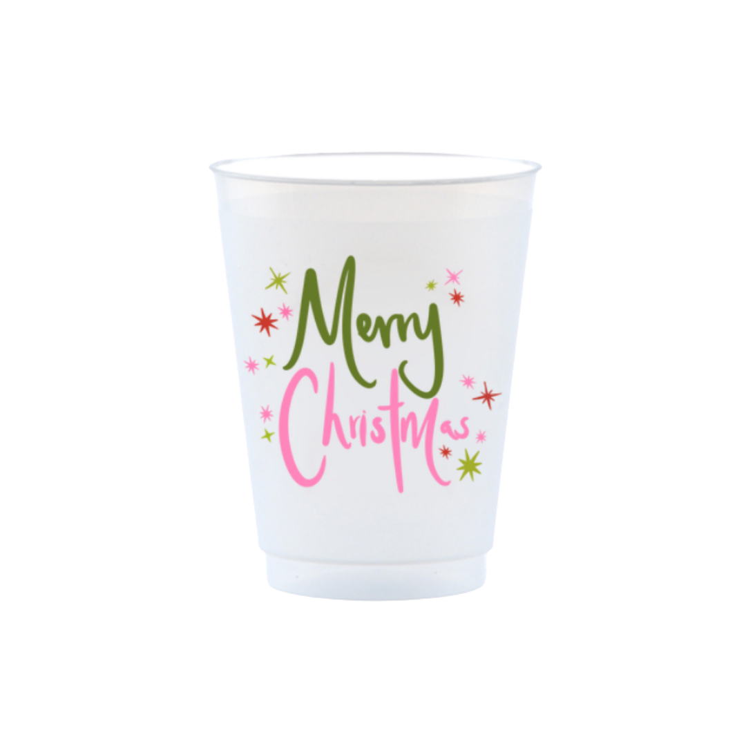 Set of 10 Merry Christmas Cups