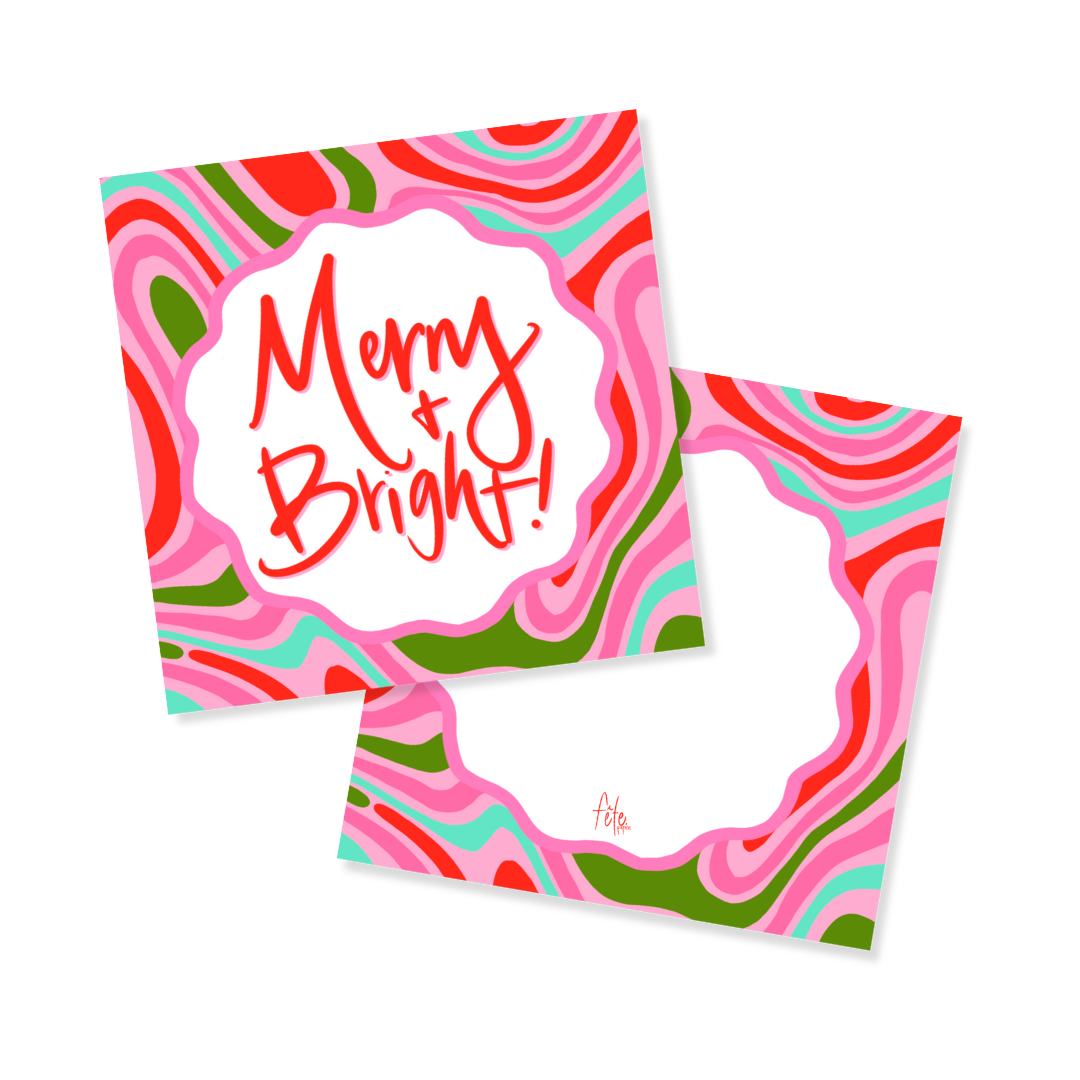 Set of 12 Marble Merry & Bright Tags