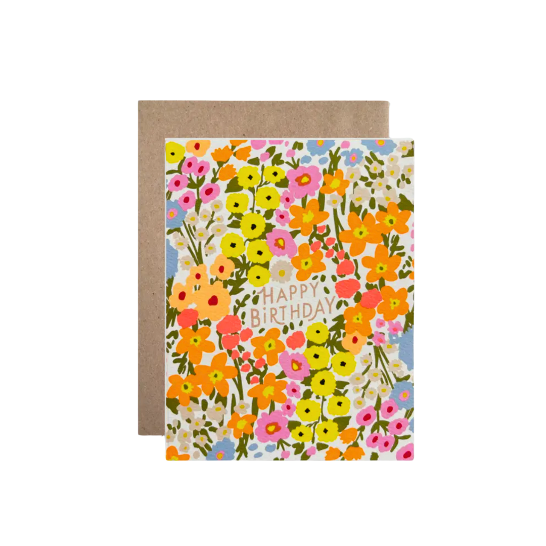 Flower Garden Happy Birthday Card