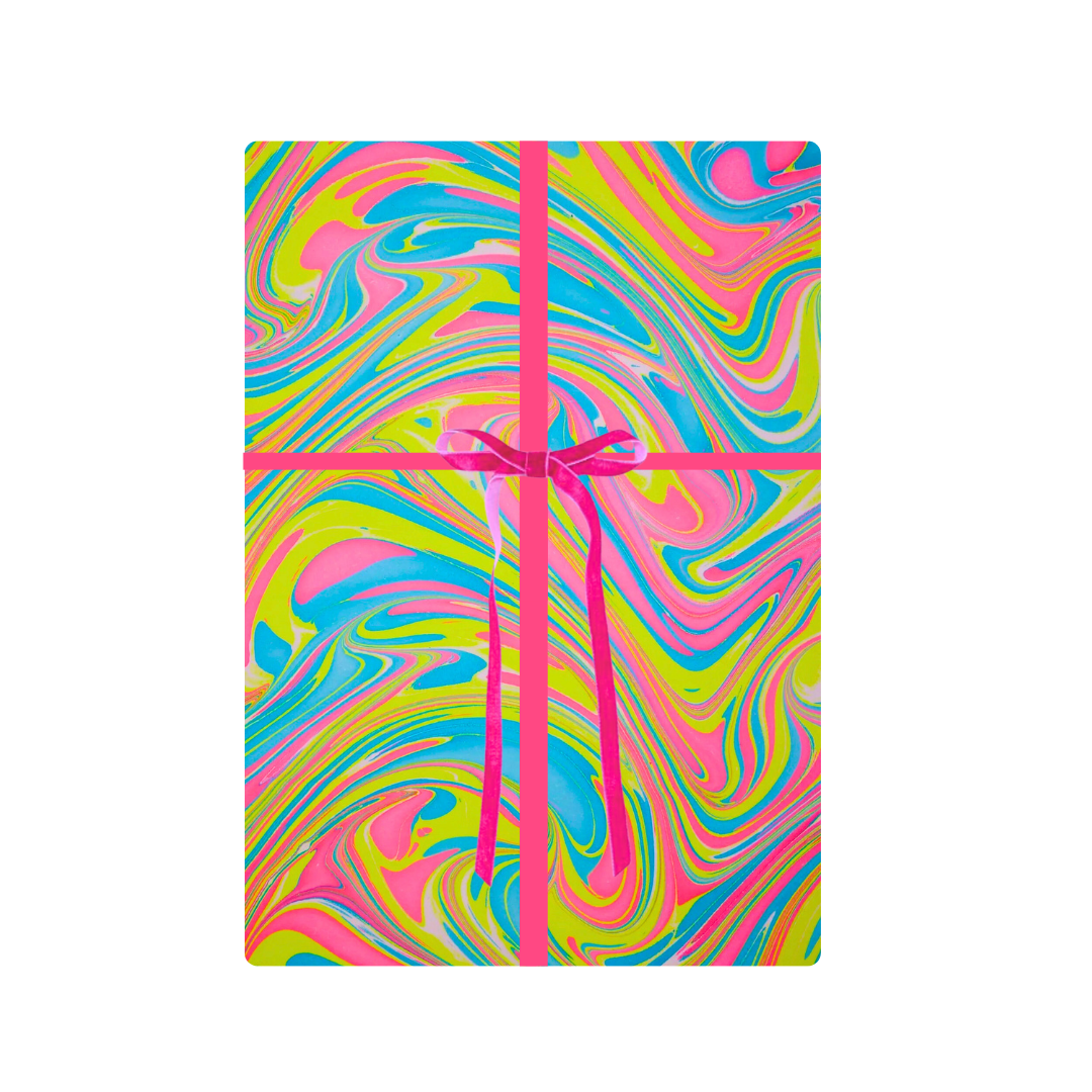 Neon Marble Swirl Wrapping Paper