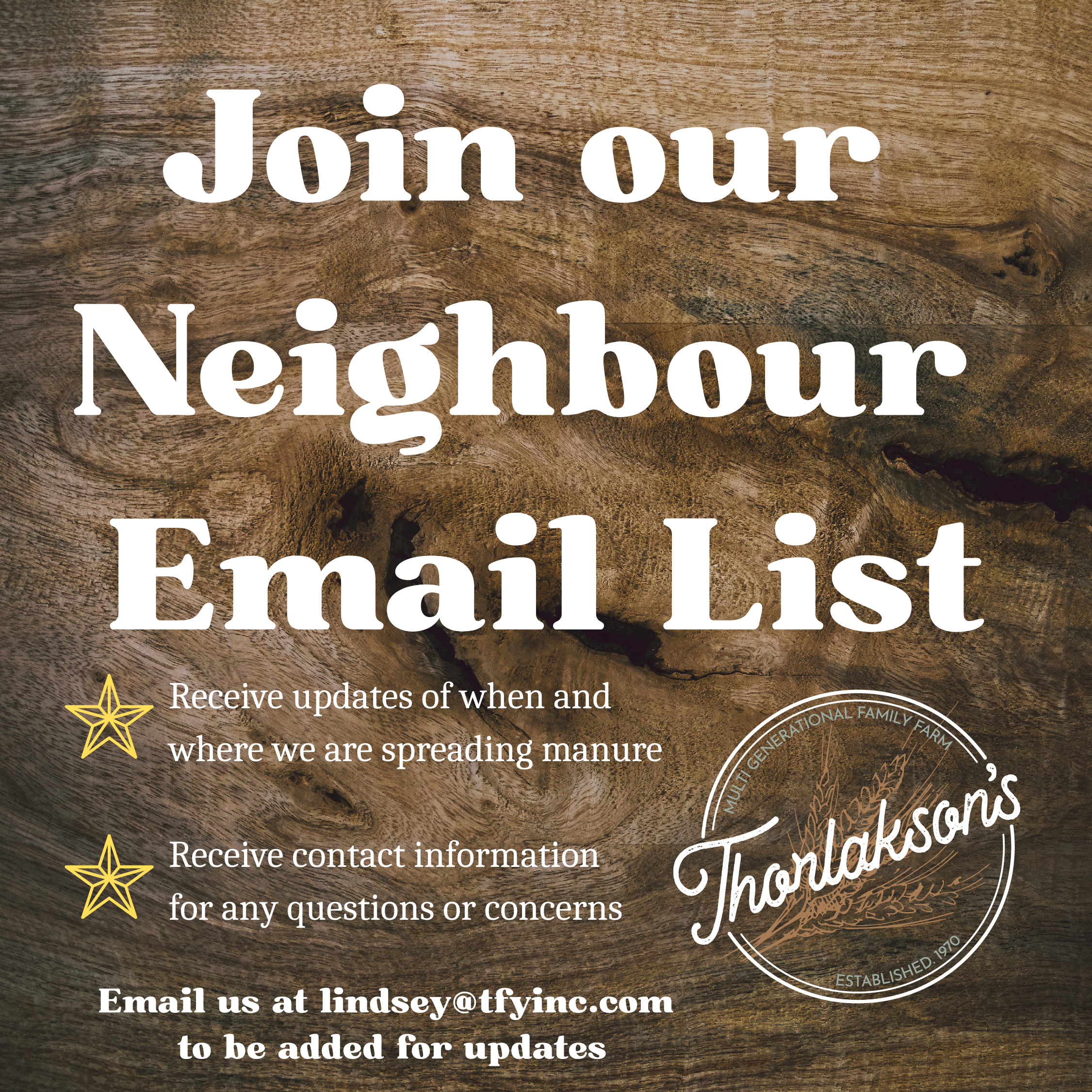 Join our Neighbour Email List