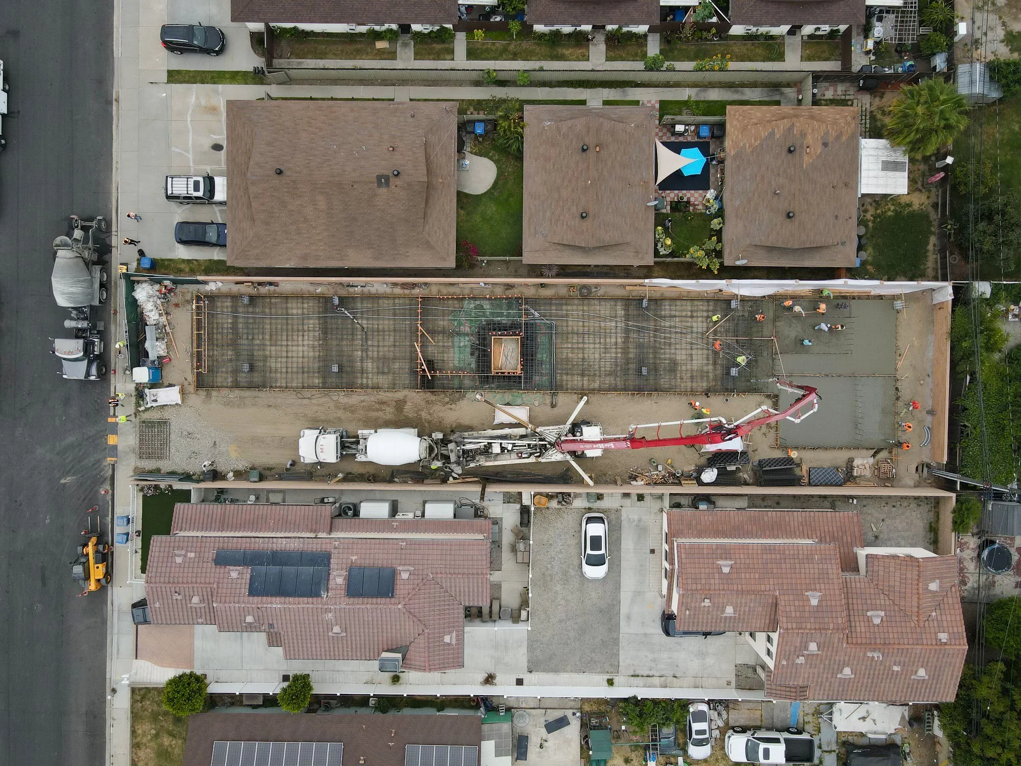 Top down view of slab on grade pour