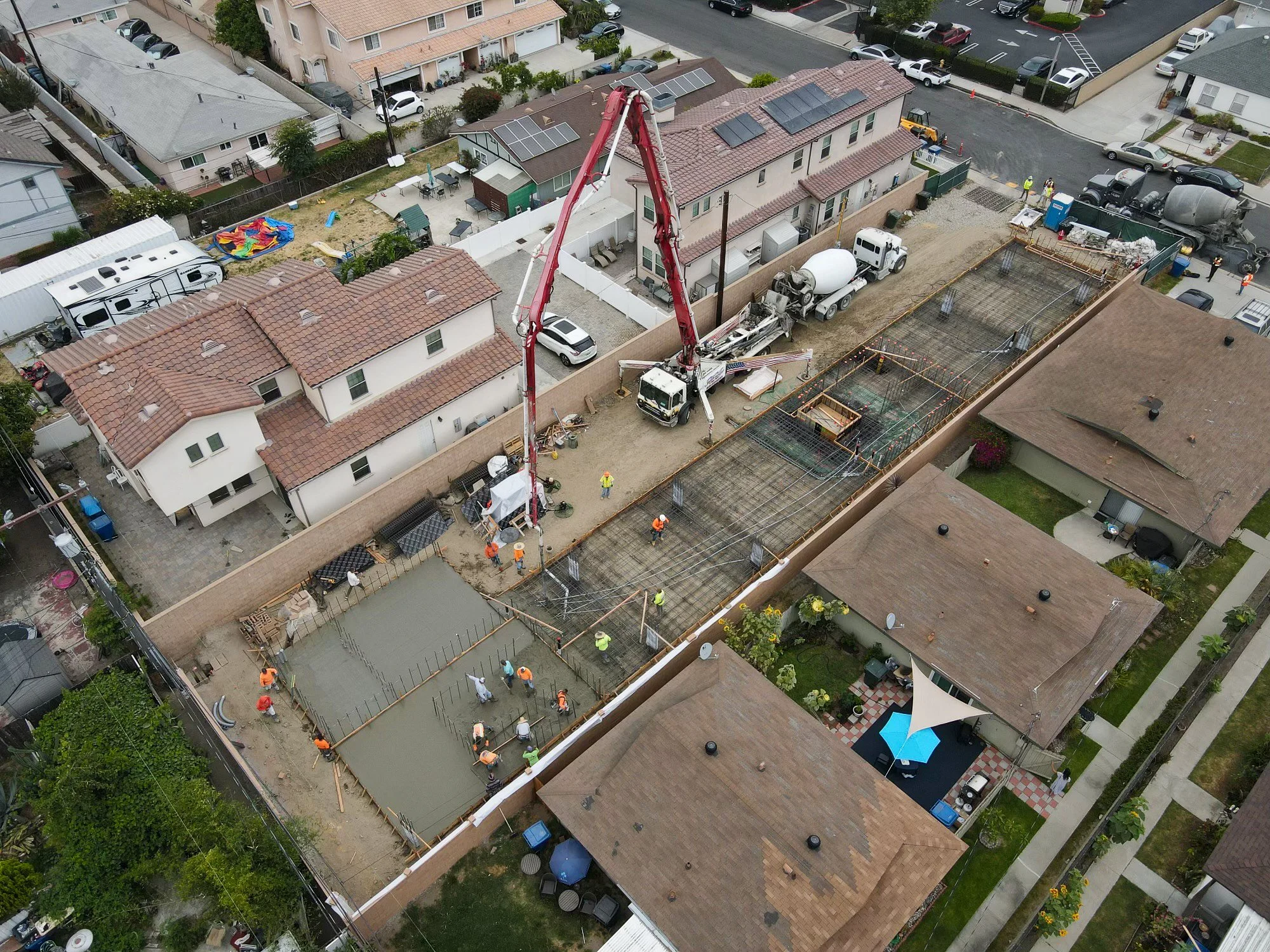 Concrete boom pump for the slab on grade