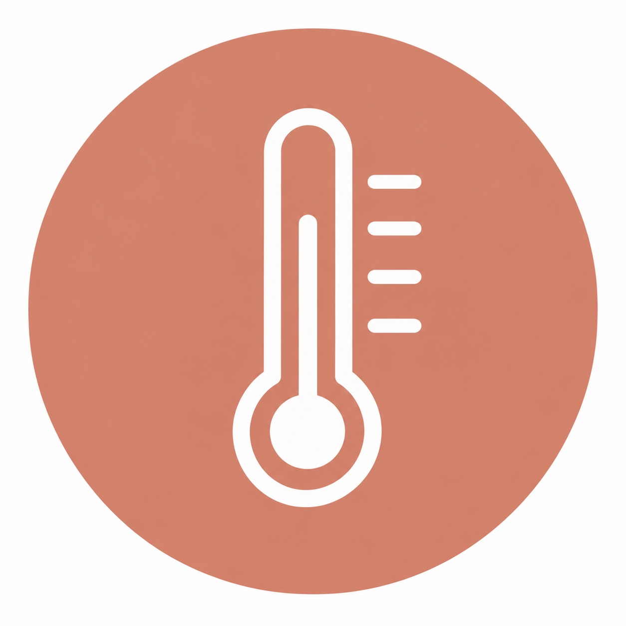 Icon of a thermometer with temperature lines indicating heat.