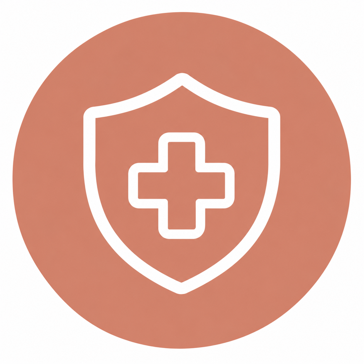 Shield with medical cross symbol in the center.