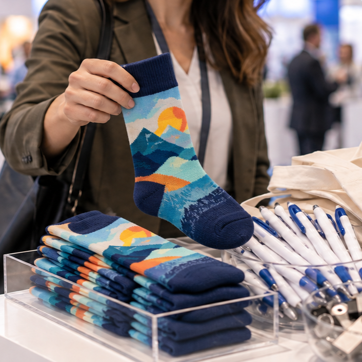 Custom Socks vs. Pens, Totes &amp; USB Drives: What Actually Gets Kept After a Trade Show