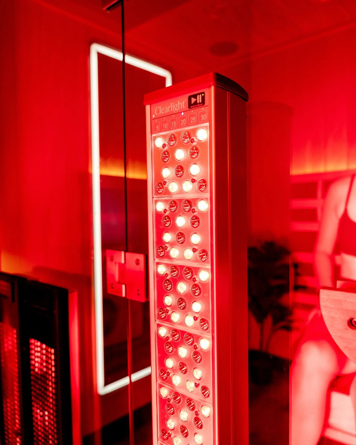 Our infrared saunas are equipped with @clearlightsaunas red light towers which add additional red and near-infrared wavelengths maximizing the benefits of your time invested in the sauna. 
While the sauna itself provides full spectrum infrared light