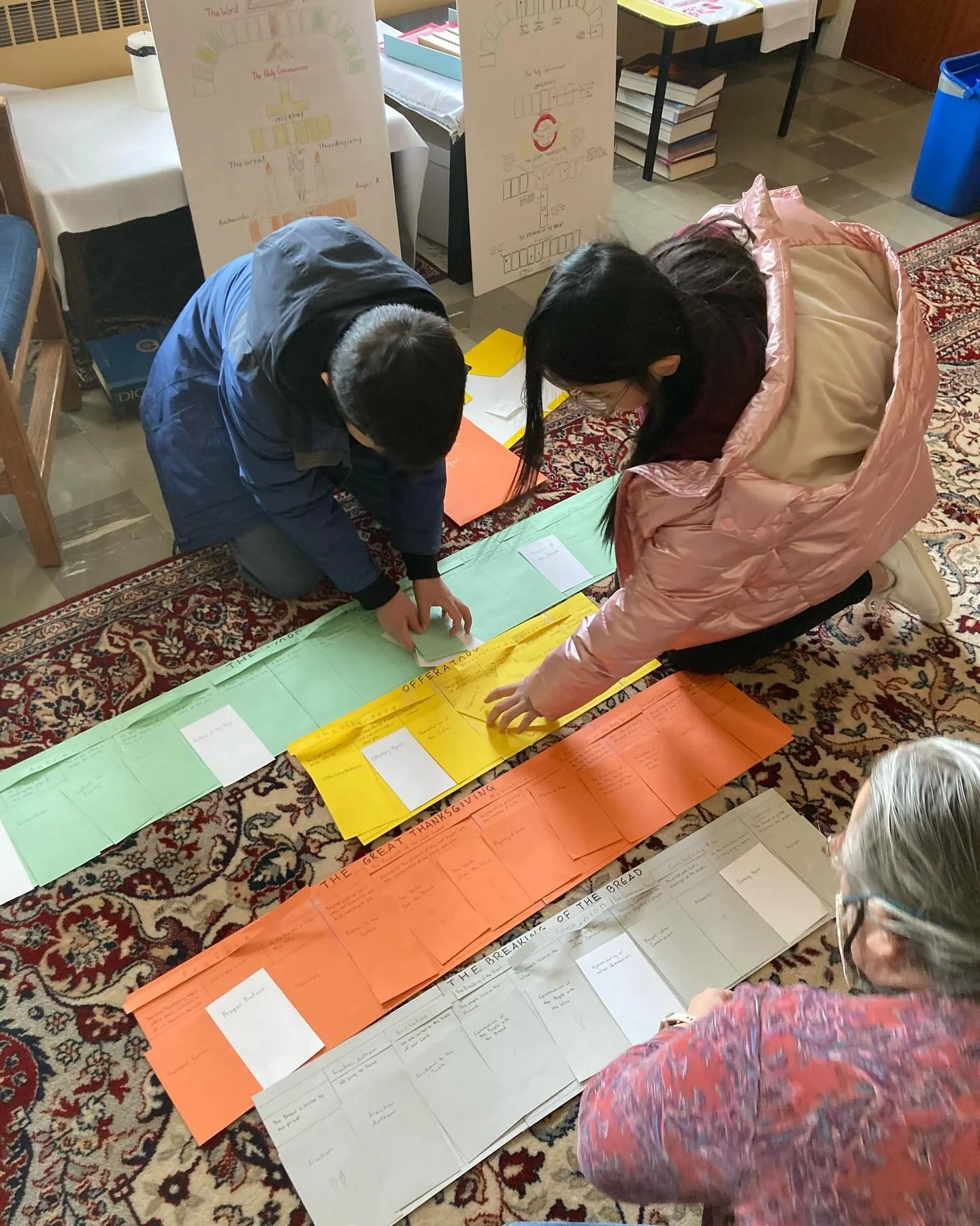 Catechesis of the Good Shepherd includes MANY different types of learning and information over the years. These change as children grow older (from 3 to 12), but in every age group, children have options. Here is a glimpse of Atrium 3, The Good Book 