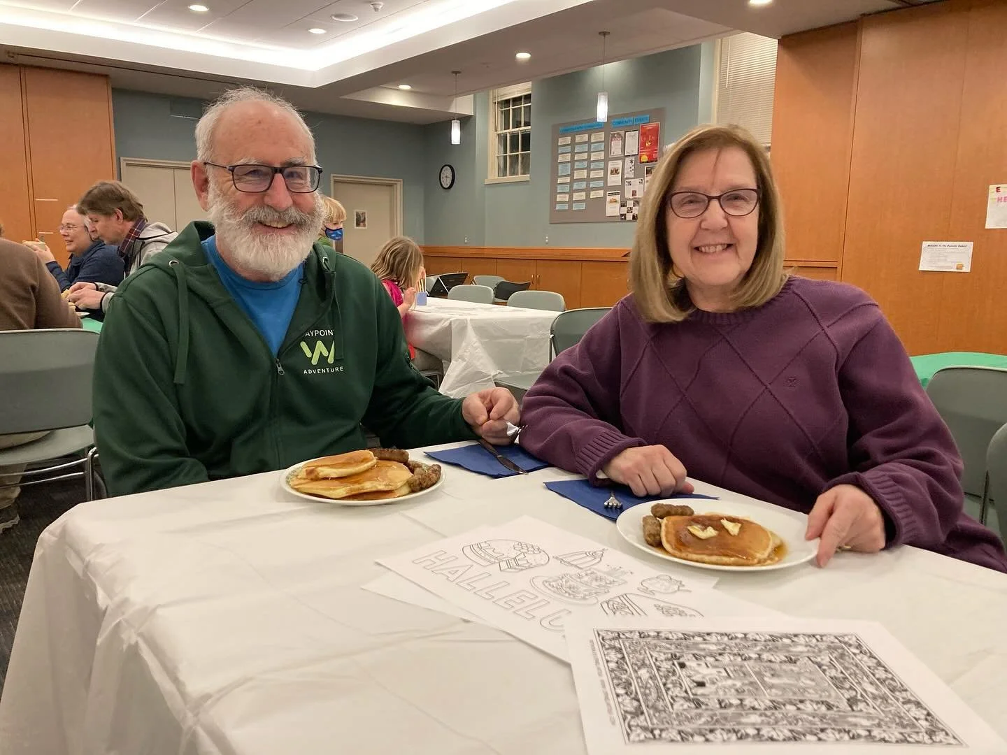 Shrove Tuesday Pancake Party Part One: Pancake Dinner and Pancake Games! Pancakes were eaten (some drenched in syrup, some slathered in butter, some tossed in a friendly way at people&rsquo;s heads and eaten dry). We colored in beautiful coloring pag